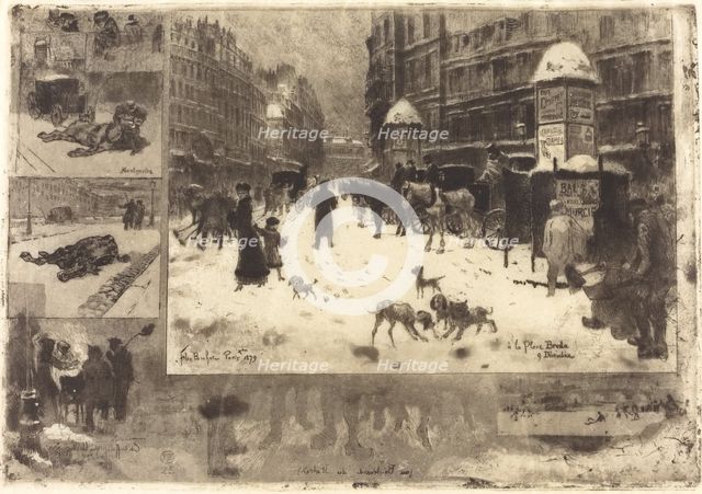 L'Hiver à Paris (Winter in Paris), 1879. Creator: Felix Hilaire Buhot.
