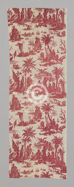 L'Hommage de l'Amérique á la France (America's Tribute to France) (Furnishing Fabric), c. 1780. Creators: Jean Baptiste Marie Huet, Christophe-Philippe Oberkampf, Oberkampf Manufactory.
