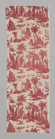 L'Hommage de l'Amérique á la France (America's Tribute to France) (Furnishing Fabric), c. 1780. Creators: Jean Baptiste Marie Huet, Christophe-Philippe Oberkampf, Oberkampf Manufactory