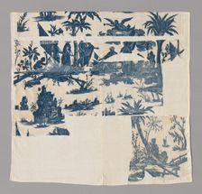 L'Hommage de l'Amérique á la France (America's Tribute to France) (Furnishing Fabric), c. 1790. Creators: Unknown, Jean Baptiste Marie Huet, Christophe-Philippe Oberkampf, Oberkampf Manufactory