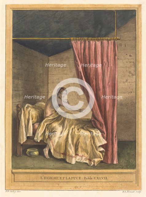 L'homme et la puce (The Man with Fleas), published 1756. Creator: Benoit-Louis Prevost.