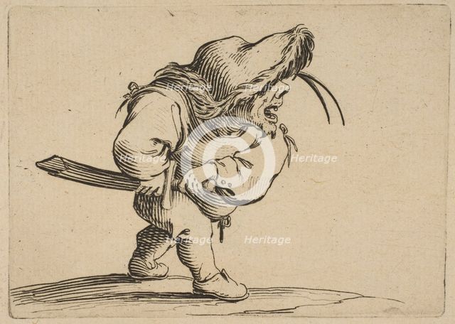 L'Homme S'Apprêtant a Tirer son Sabre (Man Preparing to Draw his Sword), from Varie Fig..., 1616-22. Creator: Jacques Callot.