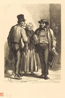 L'Hotel des Commissaires-priseurs: Les Marchands, 1863. Creator: Charles Maurand