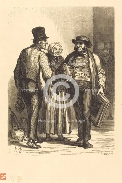 L'Hotel des Commissaires-priseurs: Les Marchands, 1863. Creator: Charles Maurand.