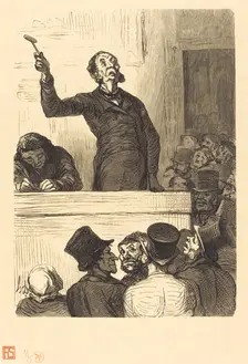 L'Hotel des ventes: le Commissaire-priseur, 1863. Creator: Charles Maurand