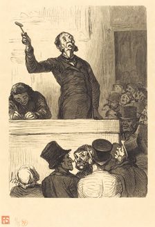 L'Hotel des ventes: le Commissaire-priseur, 1863. Creator: Charles Maurand