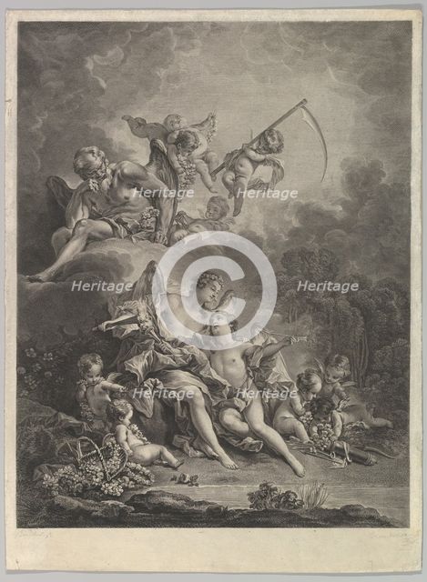 L'Hymen et l'Amour (Hymen and Cupid), 18th century. Creator: Jacques Firmin Beauvarlet.