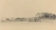L'Ile aux Moines with Figure and Cart, c. 1858. Creator: Eugene Louis Boudin
