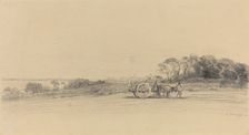 L'Ile aux Moines with Figure and Cart, c. 1858. Creator: Eugene Louis Boudin