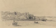 L'Ile aux Moines with Workers in a Field, c. 1858. Creator: Eugene Louis Boudin