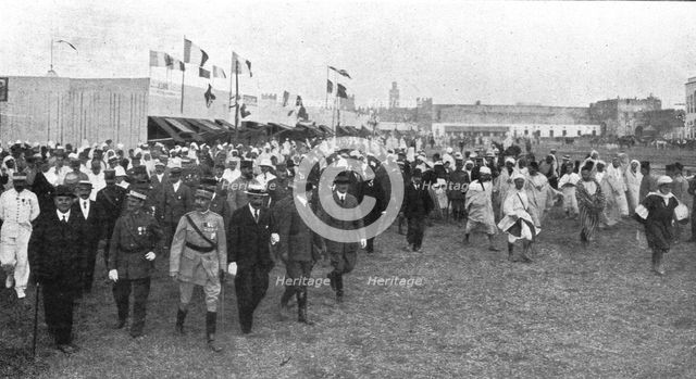 'L'inauguration de la Foire de Fez; le general Lyautey, resident general du Maroc..., 1916. Creator: Schmit et Ratel.
