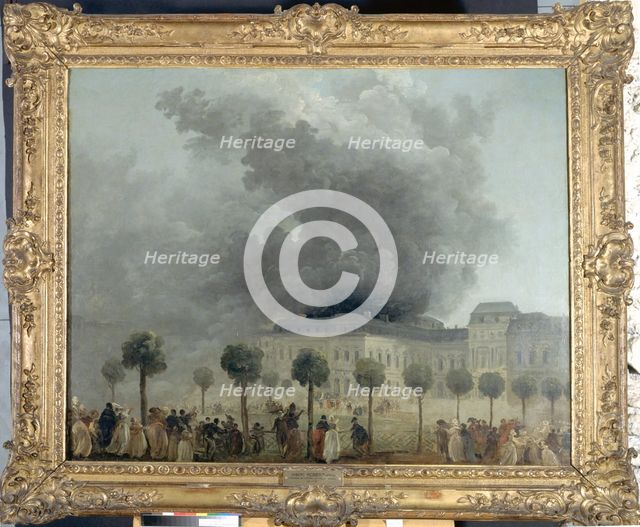 L'incendie de l'Opéra, vu des jardins du Palais-Royal, le 8 juin 1781, c1781. Creator: Hubert Robert.