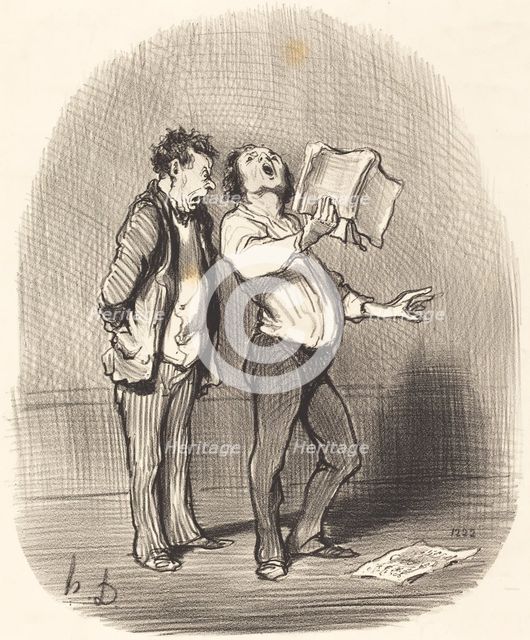 L'inconvénient d'avoir un ami mélomane, 1851.  Creator: Honore Daumier.