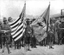 L'Installation en France de L'Avant-Garde Americaine; Les deux drapeaux du 16th..., 1917. Creator: Jean Clair-Guyot