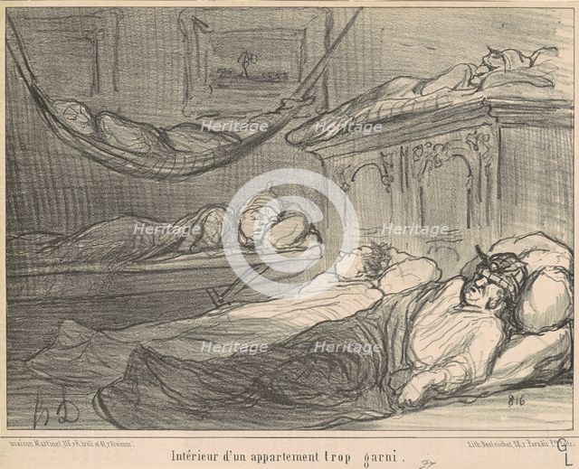 L'Interieur d'un appartement trop garni..., 19th century. Creator: Honore Daumier.
