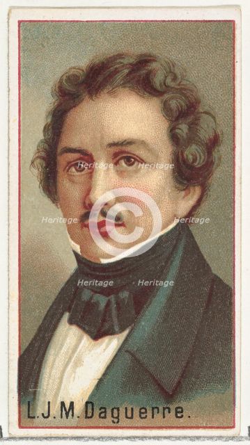 L. J. M. Daguerre, printer's sample for the World's Inventors souvenir album (A25) for All..., 1888. Creator: Allen & Ginter.