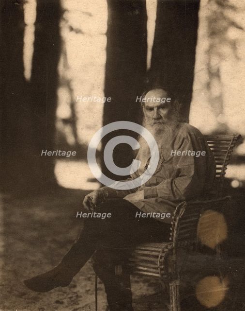 L.N. Tolstoi, in Iasnaia Poliana, 1908. Creator: Sergey Mikhaylovich Prokudin-Gorsky.