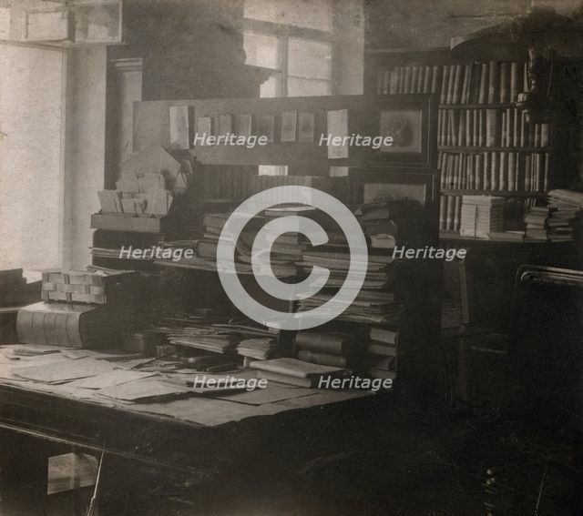 L.N. Tolstoi's study, in Iasnaia Poliana, 1908. Creator: Sergey Mikhaylovich Prokudin-Gorsky.