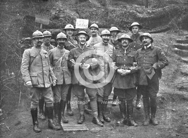 'L'offensive ennemie dans les Flandres; Fraternite d'armes, sur le mont Kemmel: un colonel..., 1918. Creator: Unknown.