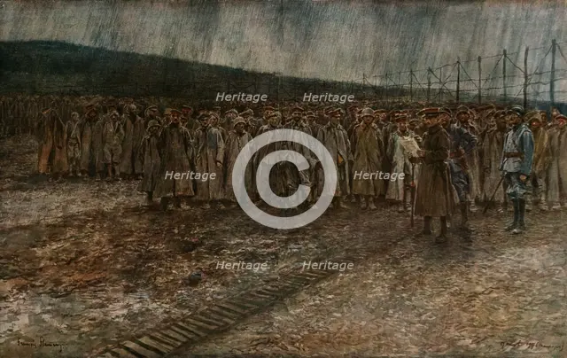 'L'offensive Francaise d'avril-mai 1917; Arrivee de prisonniers allemands,le 17 avril 1917..., 1917. Creator: Francois Flameng.