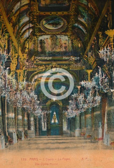 L'Opéra Garnier - the foyer, Paris, c1920. Artist: Unknown.