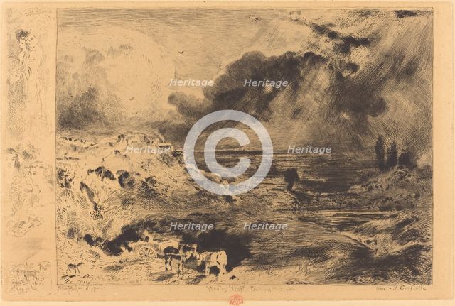 L'Orage (The Storm), 1879. Creator: Felix Hilaire Buhot.