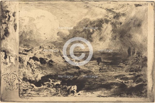 L'Orage (The Storm), 1879. Creator: Felix Hilaire Buhot.