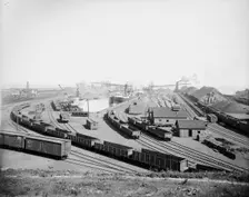 L.S. & M.S. [Lake Shore & Michigan Southern] Ry. ore docks, Ashtabula, Ohio, ca 1900. Creator: Unknown