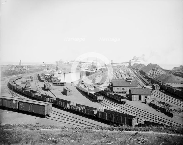 L.S. & M.S. [Lake Shore & Michigan Southern] Ry. ore docks, Ashtabula, Ohio, ca 1900. Creator: Unknown.