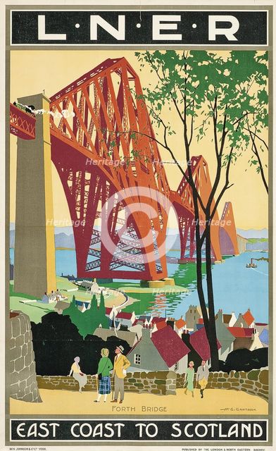 L.N.E.R: East Coast to Scotland, Forth Bridge, c1925. Creator: Gawthorn, Henry George (1879-1941).