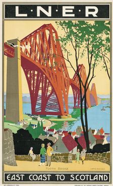 L.N.E.R: East Coast to Scotland, Forth Bridge, c1925. Creator: Gawthorn, Henry George (1879-1941)
