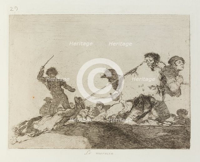 Lo merecia.; Los Desastres de la Guerra, Madrid 1863. Creator: Francisco Goya.
