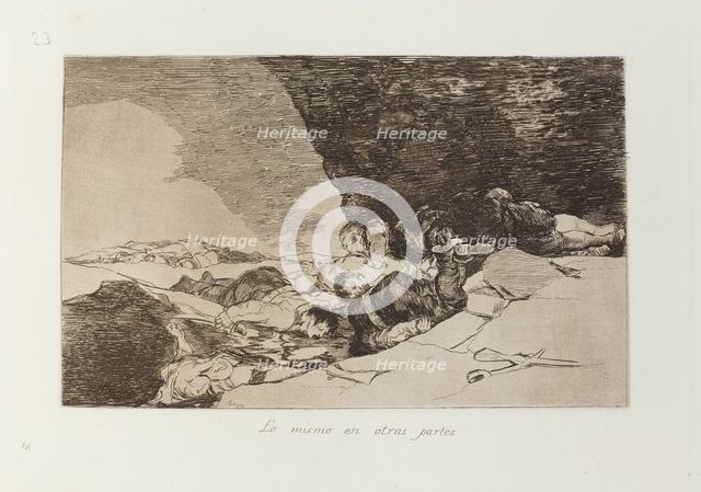 Lo mismo en otras partes.; Los Desastres de la Guerra, Madrid 1863. Creator: Francisco Goya.