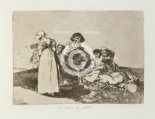Lo peor es pedir.; Los Desastres de la Guerra, Madrid 1863. Creator: Francisco Goya.