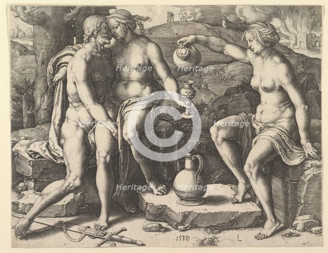 Lot and His Daughters, 1530. Creator: Lucas van Leyden.