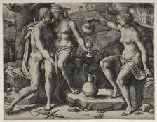 Lot and His Daughters, 1530. Creator: Lucas van Leyden (Dutch, 1494-1533)