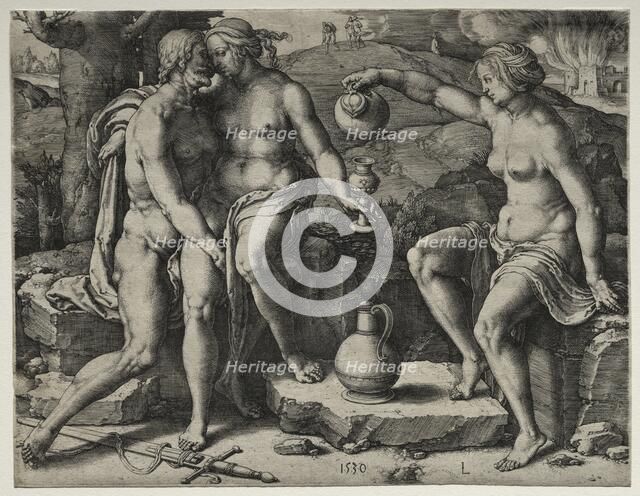 Lot and His Daughters, 1530. Creator: Lucas van Leyden (Dutch, 1494-1533).