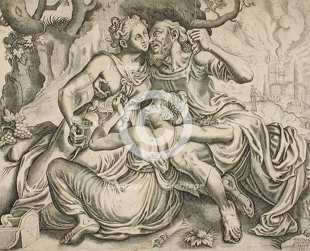 Lot and His Daughters, 1555. Creator: Balthazar van den Bos.