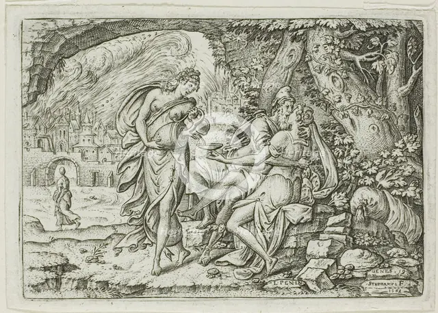 Lot and His Daughters, 1569. Creator: Etienne Delaune.