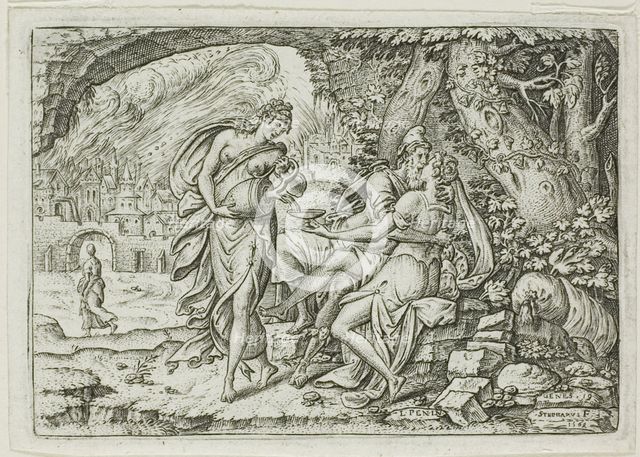 Lot and His Daughters, 1569. Creator: Etienne Delaune.