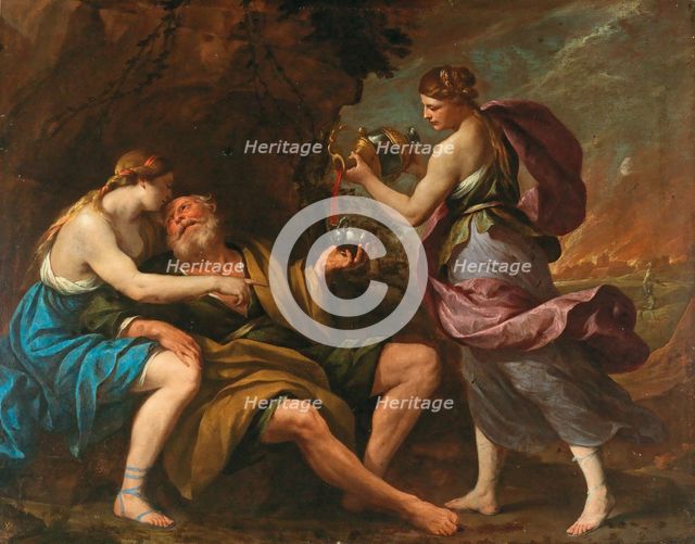 Lot and his Daughters, 1650s. Creator: Vaccaro, Andrea (1604-1670).