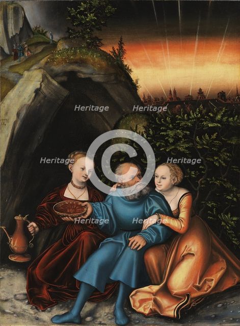 Lot and his Daughters. Artist: Cranach, Lucas, the Elder (1472-1553)