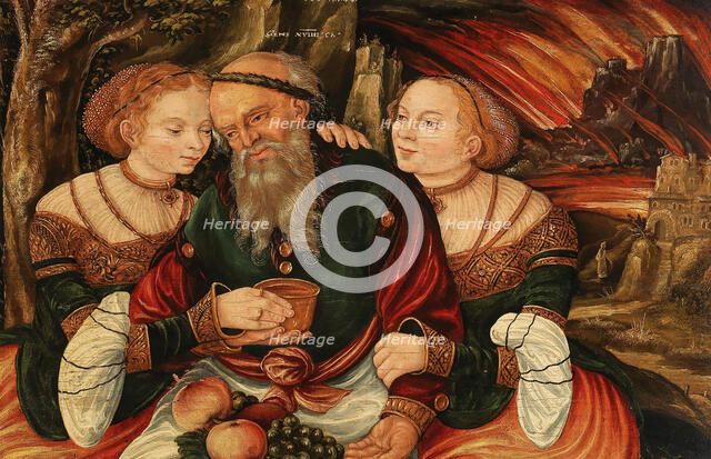 Lot and his Daughters, c. 1570. Creator: Thiem, Veit (?-ca 1574).