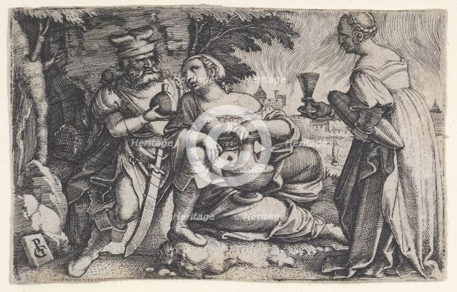Lot and His Daughters. Creator: Georg Pencz.
