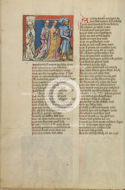 Lot's Wife Becomes a Pillar of Salt; Weltchronik, about 1400-1410. Creator: Unknown.
