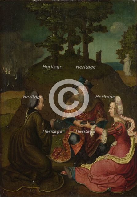 Lot's Daughters make their Father drink Wine, 1508-1512. Artist: Leyden, Lucas van, (Circle)  