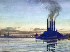 Lots Road Power Station - Evening 20th century. Artist: Samuel Harry Hancock