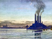 Lots Road Power Station - Evening 20th century. Artist: Samuel Harry Hancock