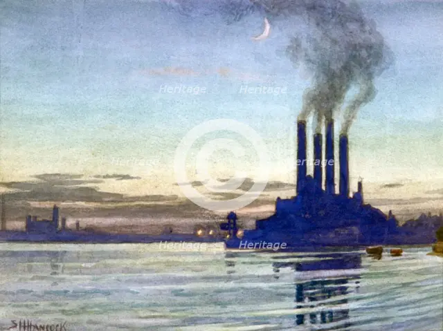 'Lots Road Power Station - Evening', 20th century.                      Artist: Samuel Harry Hancock