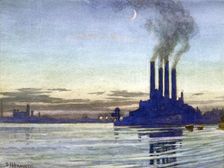 Lots Road Power Station - Evening 20th century. Artist: Samuel Harry Hancock